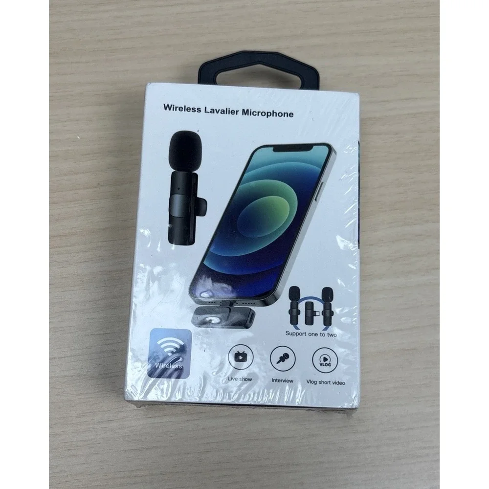 Lavalier Wireless Microphone System Rechargeable Black Recording New & Sealed